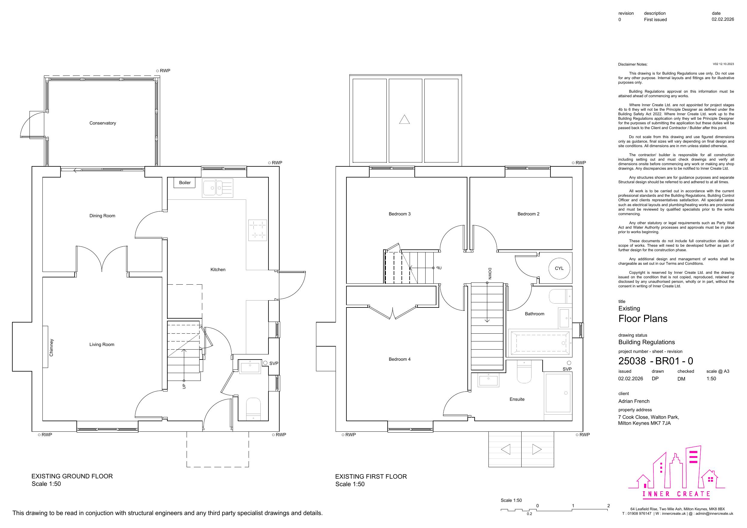 7 Cook Close Milton Keynes existing floor plans - rear extension drawings