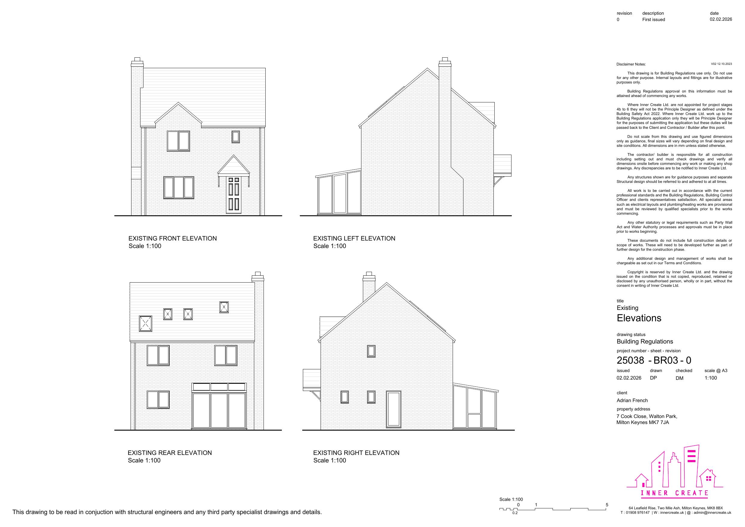 7 Cook Close Milton Keynes existing elevations conservatory rear